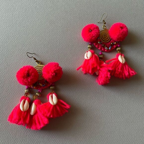 Free People Jewelry - Free People Pink and Gold Tassel Earrings M361